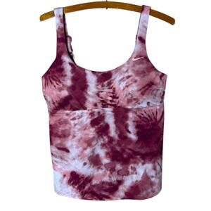 Nike Swim Womens Large Essential Scoop Neck Tankini Top Tie Dye Burgundy